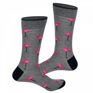 03484 Дизайнерские носки серии В гармонии с природой "Розовый фламинго", р-р 40-46 (серый/черный)