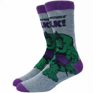 09622 Тематические носки серии Marvel Comics "Халк", р-р 38-45 (серый/зеленый/имя под манжетой)