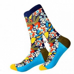 13308 Дизайнерские носки серии В гармонии с природой "Ситцевая Весна", р-р 38-45 (сине-голубой)