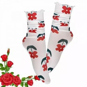 25950 Дизайнерские носки серии Fashion Step "Винтажное лето", one size (белый/красные цветы), 2690000025950