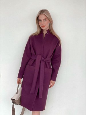 Пальто в цвете lilac grey с накладными карманами (остаток: )