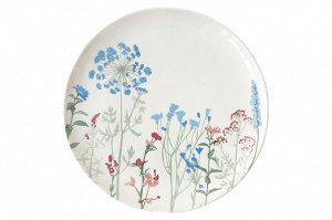 Тарелка обеденная Луговые цветы, голубые, 26 см