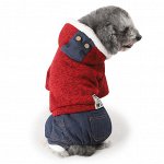 Комбинезон для животных в виде толстовки и джинсов, цвет красный/синий