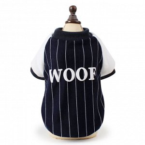 Теплая куртка для животных, надпись "Woof", цвет синий/белый