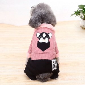 Комбинезон для животных, принт "Собака", цвет розовый/черный