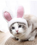 Шапка для животных в форме зайчика, цвет белый