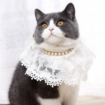 Кружевной воротник для животных с жемчужинами, цвет кремовый