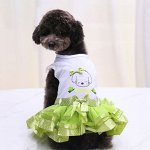 Платье для животных с пышной юбкой, цвет зеленый