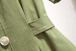 Женское платье с коротким рукавом, на пуговицах, цвет зеленый