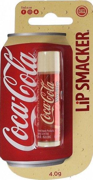 Lip Smacker Бальзам для губ с ароматом Coca-Cola Vanilla (1 шт.на блистере) , 4 гр * ©