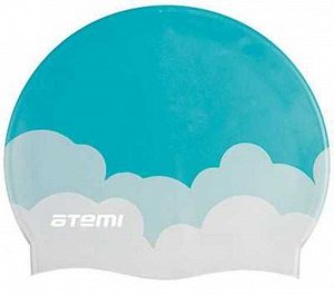 Шапочка для плавания,силикон цв.голубая (облака)  тм.ATEMI