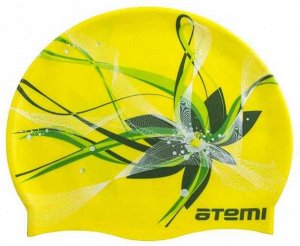 Шапочка для плавания,силикон цв.желтая (цветок)  тм.ATEMI