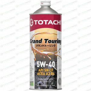 Масло моторное Totachi Grand Touring 5w40 синтетическое, API SN/CF, ACEA A3/B4, универсальное, 1л, арт. 11901