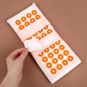 Иппликатор - коврик для ног, мягкий, 14 ? 32 см, на липучках, пара, цвет белый/оранжевый