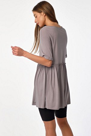 Футболка летняя удлиненная из вискозы серая