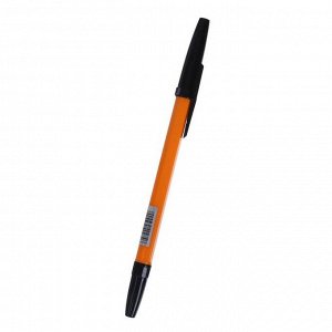 Ручка шариковая 0,7 мм, черная, корпус оранжевый с черным колпачком