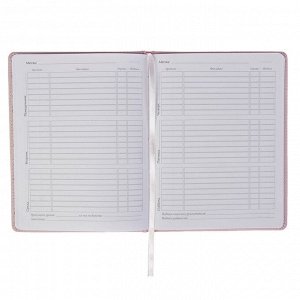 Дневник универсальный для 1-11 классов VELVET, обложка из искусственной кожи, тонированный блок, ляссе, розовый