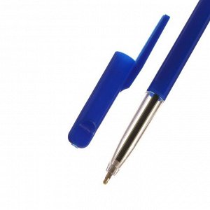 Ручка шариковая, 0.5 мм, стержень синий, синий корпус, с прозрачным держателем