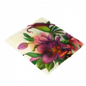 Папка на резинке ErichKrause "Tropical Flowers" А5+, 5 мм, 550 мкм, для тетрадей, с рисунком