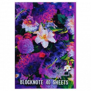 Блокнот А5, 40 листов на скрепке «Цветы», микс из 3-х видов