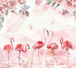 Фотообои Фламинго акварель