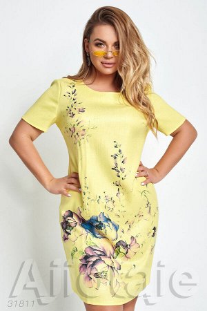 Желтое летнее платье с цветочным узором