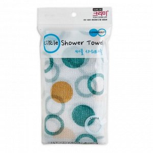 Мочалка для тела с плетением Волна и рисунком Circle Shower Towel (жесткая) размер 28*95см