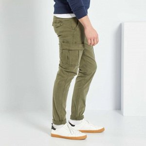 Узкие брюки в стиле милитари - хаки