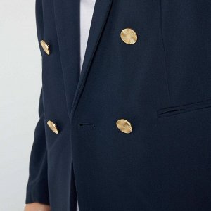 Пиджак с крестообразными золотистыми пуговицами - синий