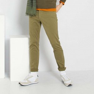 Узкие брюки из твила с 5 карманами - зеленый лишайник