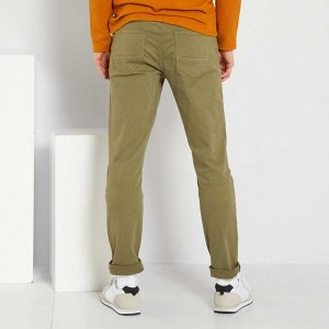 Узкие брюки из твила с 5 карманами - зеленый лишайник