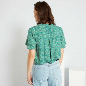 Легкая блузка из экологического материала - зеленый