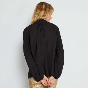 Воздушная плиссированная блузка - черный