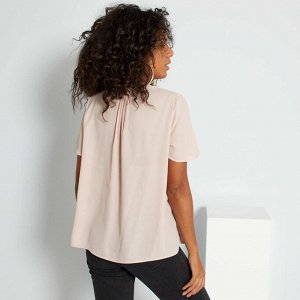 Легкая блузка из экологического материала - розовый