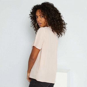 Легкая блузка из экологического материала - розовый