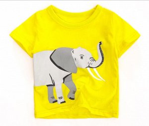 Детская футболка, принт "Слон", цвет желтый