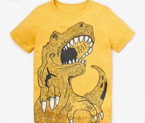 Детская футболка, принт "Желтый динозавр", цвет желтый