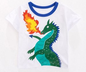 Детская футболка, принт "Славный огнедышащий дракон", цвет белый