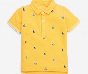 Детская футболка поло, монопринт "Парусники", цвет желтый