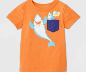 Детская футболка, принт "Две акулы", цвет оранжевый