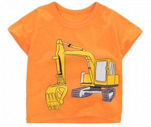 Детская футболка, принт "Экскаватор", цвет оранжевый