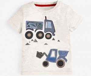Детская футболка, принт "Трактор и грузовик", цвет бежевый