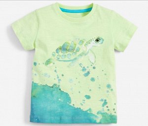 Детская футболка, принт "Черепаха", цвет зеленый