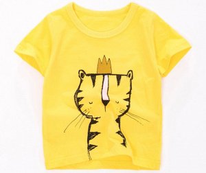 Детская футболка, принт "Тигр с короной", цвет желтый