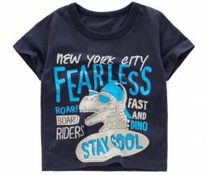 Детская футболка, принт "Динозавр", цвет темно-синий