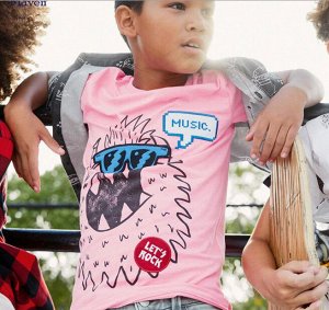 Детская футболка, принт "Монстрик", цвет розовый