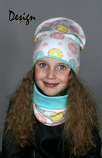 Комплект хлопковый шапка+снуд «Пончики»