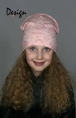 Удлинённая однослойная шапка «Единороги на персиковом»