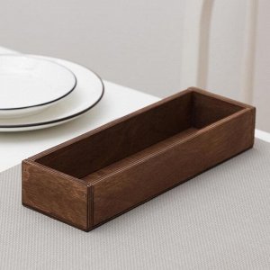 Лоток деревянный для подачи столовых приборов Доляна, 25x8x4 см, коричневый