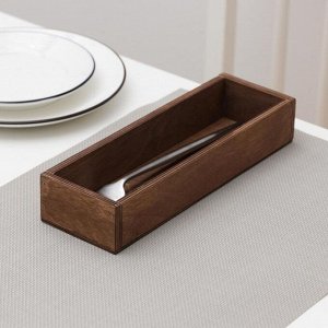 Лоток деревянный для подачи столовых приборов Доляна, 25x8x4 см, коричневый